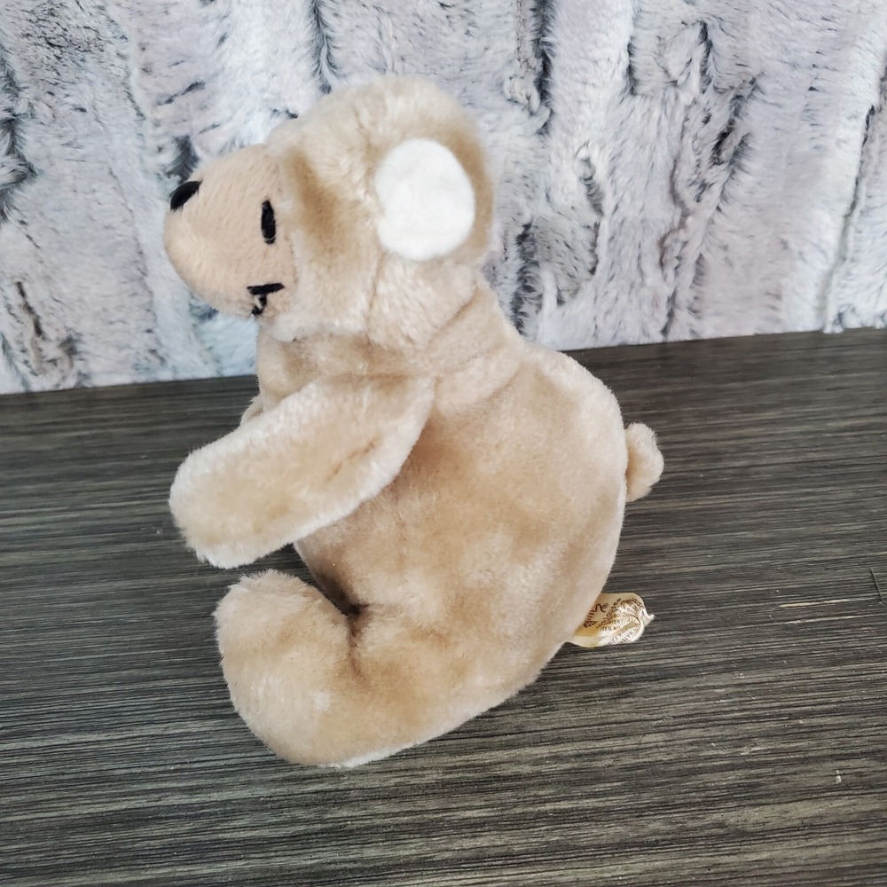 Vtg Applause Beige Teddy Bear, Big Rear End 6" Stuffed Animal Plush